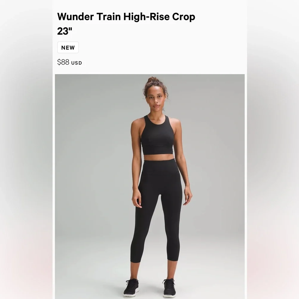 NWT Lululemon Wunder Train crop High-rise 23”